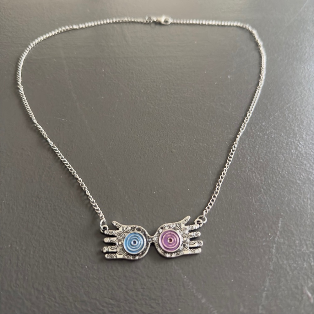 Luna Lovegood Harry Potter Spectrespecs Glasses Silver Tone Necklace Pink‎ Blue